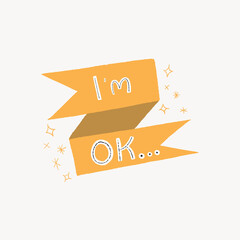 Illustration of word label “I am ok” isolated