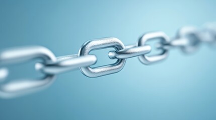 Fototapeta premium Strong metallic chain link closeup, a detailed view of interconnected strength and industrial design