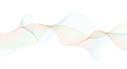 Abstract blue smooth wave on a white background. Dynamic sound wave. Design element. Vector illustration.