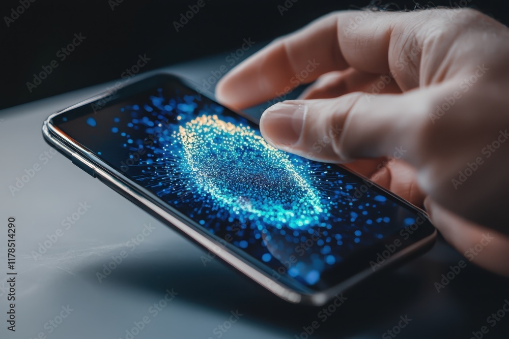Poster digital identity verification initiative promoting communication modern technology mobile device dig