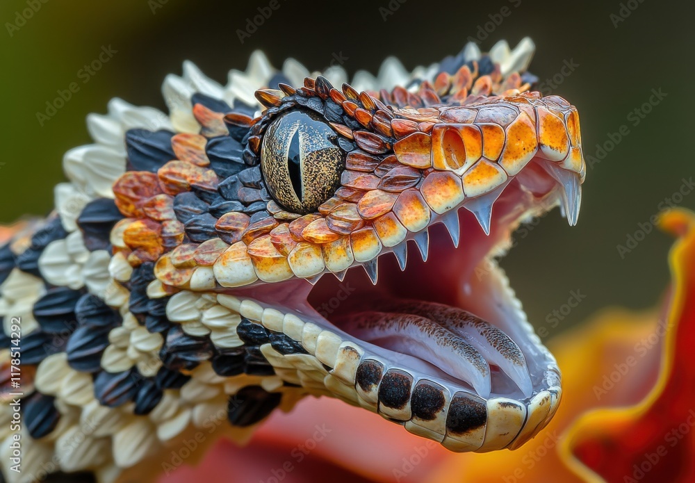 Poster close-up of a colorful desert horned lizard showcasing vibrant patterns and sharp features against a