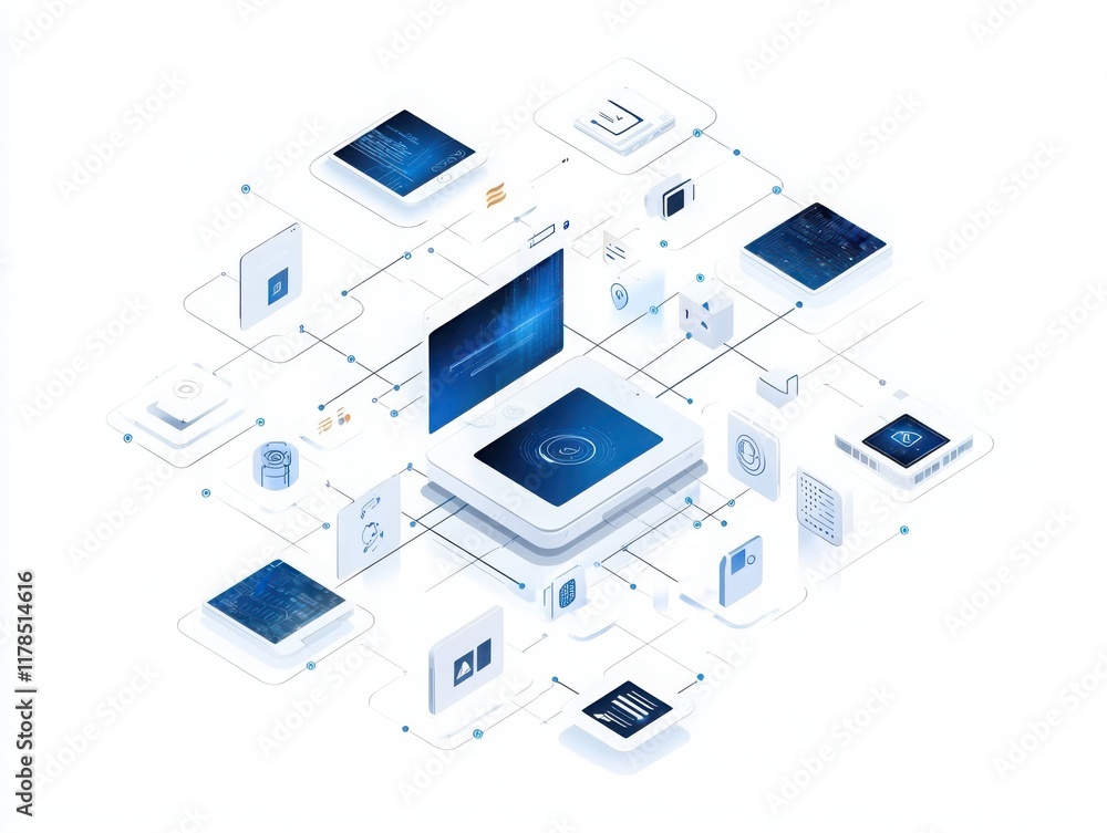 Poster digital identity verification program implementation tech industry infographic virtual environment a