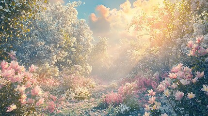 Sunlit Spring Garden Path