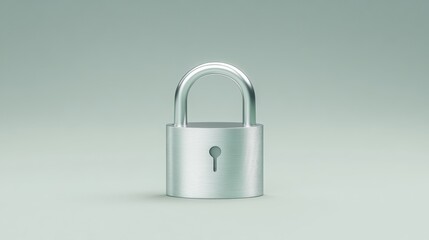 Fototapeta premium Silver padlock on gray background, security, protection and peace of mind silver