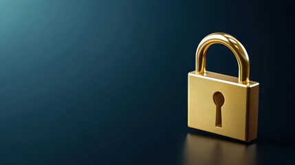 Fototapeta premium Golden padlock on vibrant blue, symbolizing security, protection and peace of mind