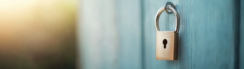 Unlocking potential, a single key and blue door symbol of new beginnings opportunities