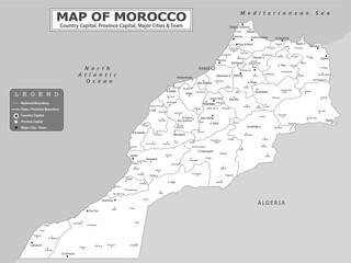 Obraz premium African Countries Geography Political map. Political map of country with capital, province or state capital, major cities and town.