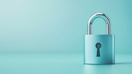 Naklejka premium Metallic padlock on vibrant blue, symbolizing security, protection and data privacy in the digital age