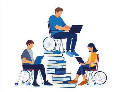 Digital literacy program focusing on accessibility for individuals with disabilities community center infographic educational environment empowerment viewpoint