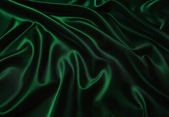 Obraz premium Dark Green Satin Fabric Texture Closeup