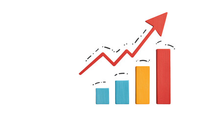 A colorful bar chart with an upward trend line, symbolizing growth and progress in data representation.