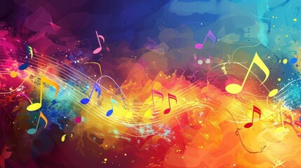 Obraz premium Background music with colorful concept, abstract music with notation.