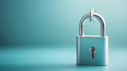 Naklejka premium Padlock on blue, a visual representation of security, privacy and data protection in the digital age
