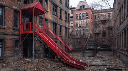 Fototapeta premium Abandoned Playground in Decaying Urban Setting