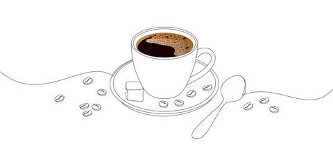 design vector line art hot coffee and spoon