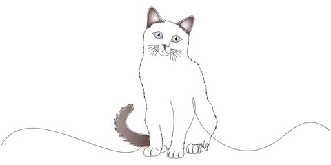 white cat line art vector design