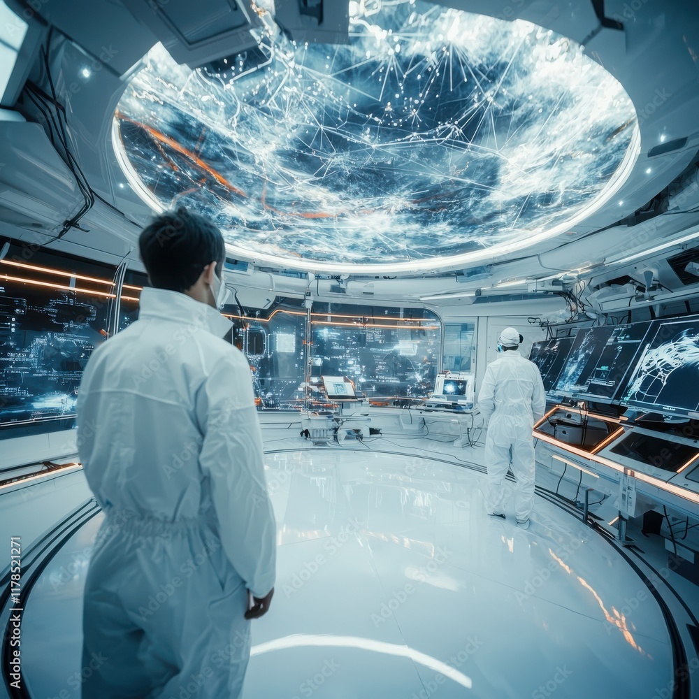 Poster innovative disaster response strategies futuristic control center digital visualization high-tech en