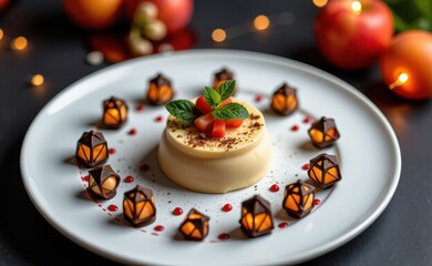 Obraz premium A whimsical dessert platter featuring miniature food lanterns