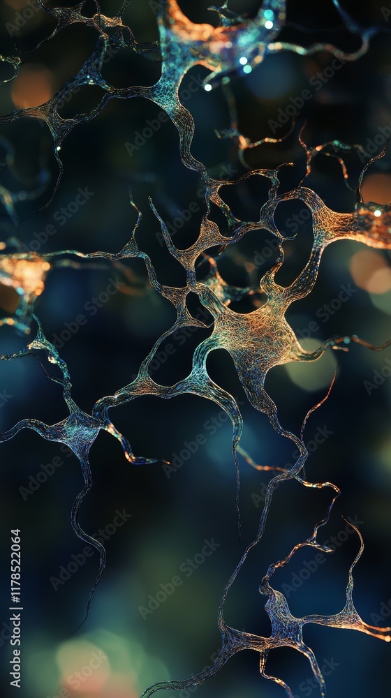 Poster abstract graphic representation of network structures with realistic details for dramatic visual imp