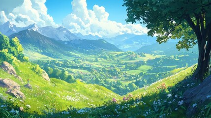 Peaceful Hilltop Overlooking Green Valley