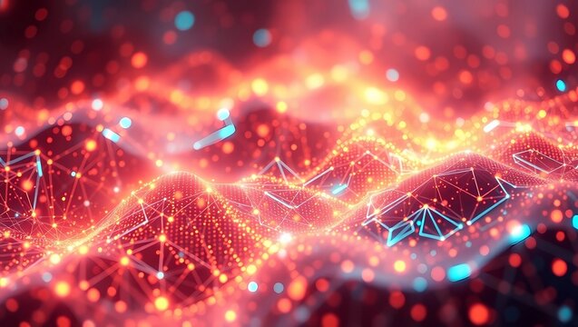 Abstract background with glowing lights. Digital transformation