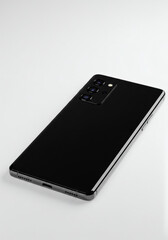Sleek Black Smartphone with Quad Camera Modern Mobile Technology Device