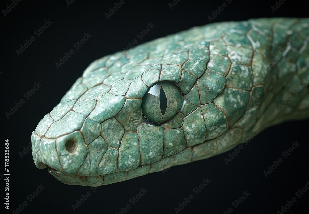Aufkleber close-up view of a detailed hypothetical snake with intricate textures and unique eye characteristic