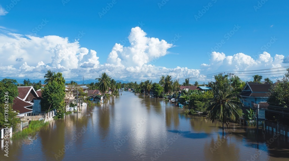 Poster flooding response strategies urban areas disaster risk reduction program affected communities aerial