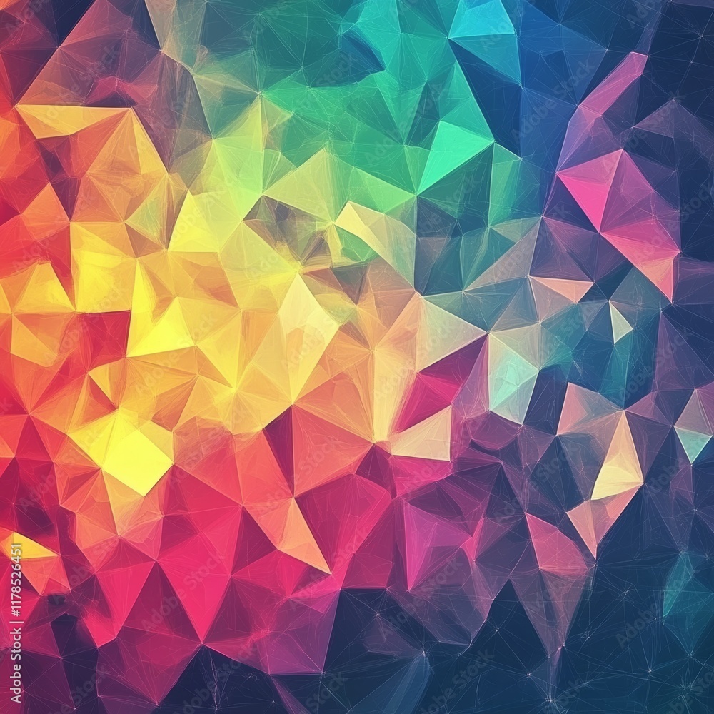 Poster a colorful abstract pattern of triangles and squares