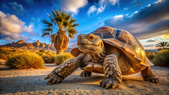 Mojave Desert Tortoise Gopherus Agassizii Joshua Tree National Park California Reptile