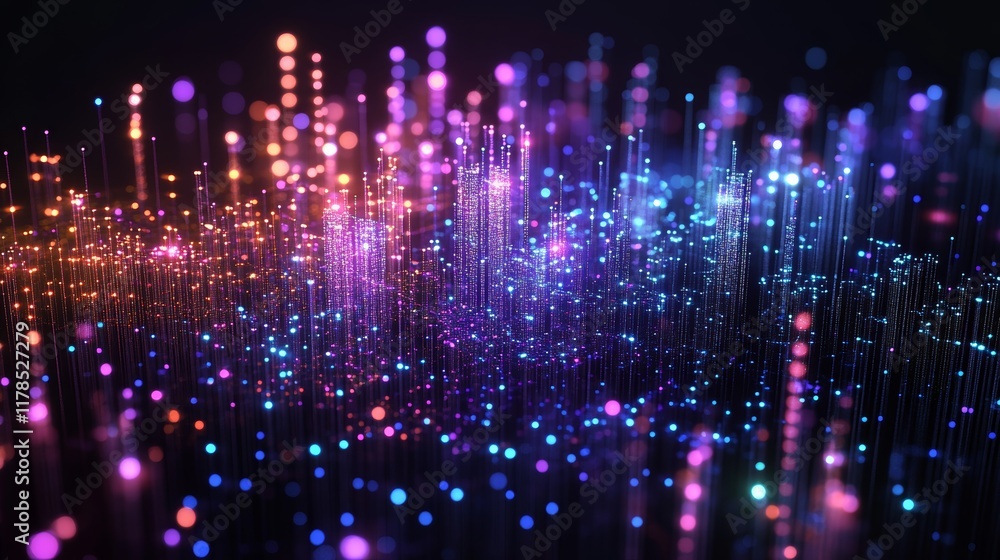 Poster abstract isometric network visualization with colorful data nodes in a dynamic projection of big dat