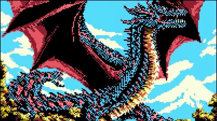 Pixelated Dragon in Retro Style