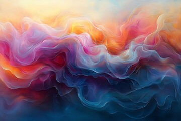 Obraz premium Abstract Colorful Swirling Waves Digital Painting