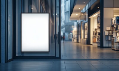 A blank white poster on the street, a mockup of an empty A4 format paper with no text or design, an urban environment with city streets and a construction site in the background