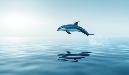 Majestic Dolphin Leaping in Calm Ocean Waters