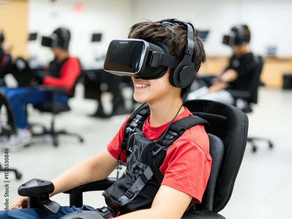 Poster innovative educational technology program enhancing accessibility in classroom learning virtual real