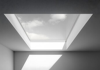 Modern rectangular skylights ceiling interior design white room