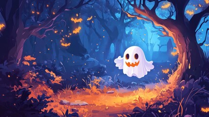 Cute Halloween Ghost Illustration Vector