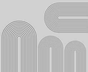 Obraz premium Abstract boho seamless geometric design with arches in dark grey with a light grey background