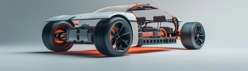 Merge technology and sustainability in a captivating 3D representation of an electronic electric car