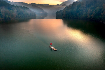 Sunrise on Ban Viet Lake in Cao Bang Province, Vietnam