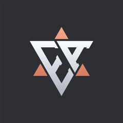 Modern EA Letter Logo Design with Geometric Triangle Elements. EA Logo Initials