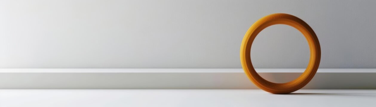 Minimalist yoga wheel against white wall