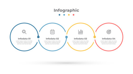 Vector thin line infographic template. Timeline process with circles and marketing icons, ideal for illustrating a 4 step business process or options.
