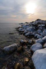 Seaside scenery in winter