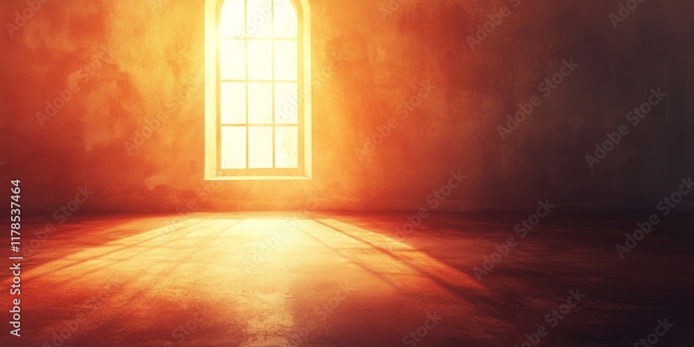 Poster experience the serene beauty of glowing light streaming through a window in an uncluttered space, cr