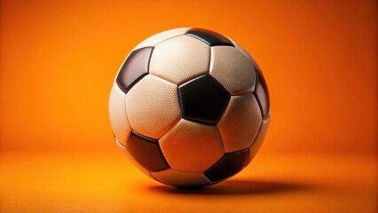 Fototapeta premium Soccer Ball on Vibrant Orange Background - Dynamic Sports Photography for Soccer Lovers and Enthusiasts