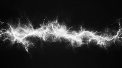 Abstract White Lightning Bolt on Black Background: Energy, Power, and Electricity Concept