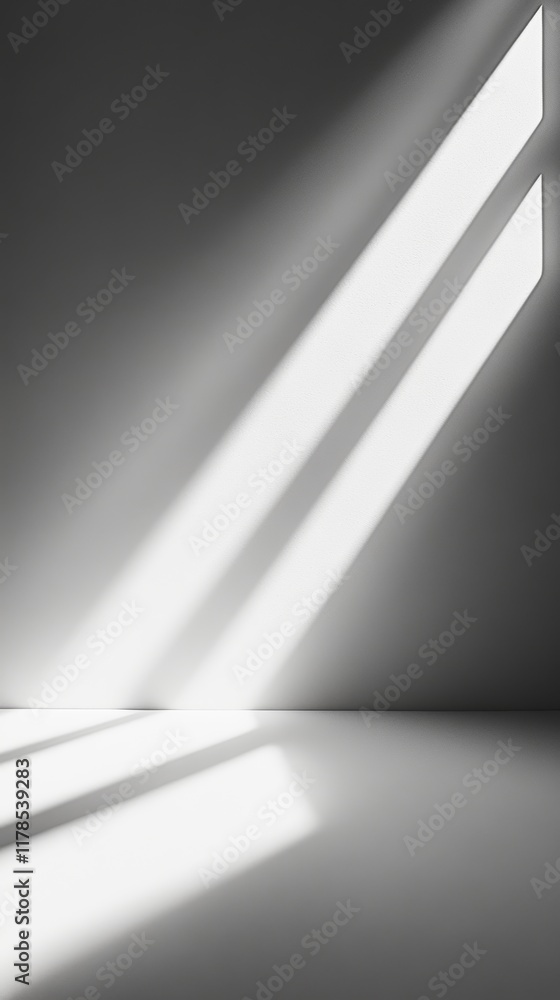 Poster this image captures radiant light casting elegant shadows in a clean space, perfect for creative pro