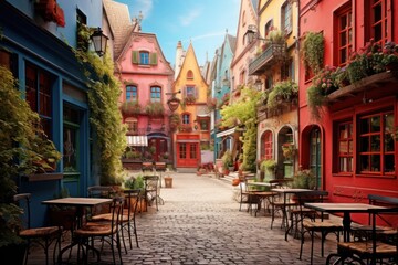 Fototapeta premium European cafe building architecture outdoors.